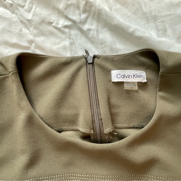 Fall ready Olive Green Calvin Klein Belted Dress - Picture 4 of 7
